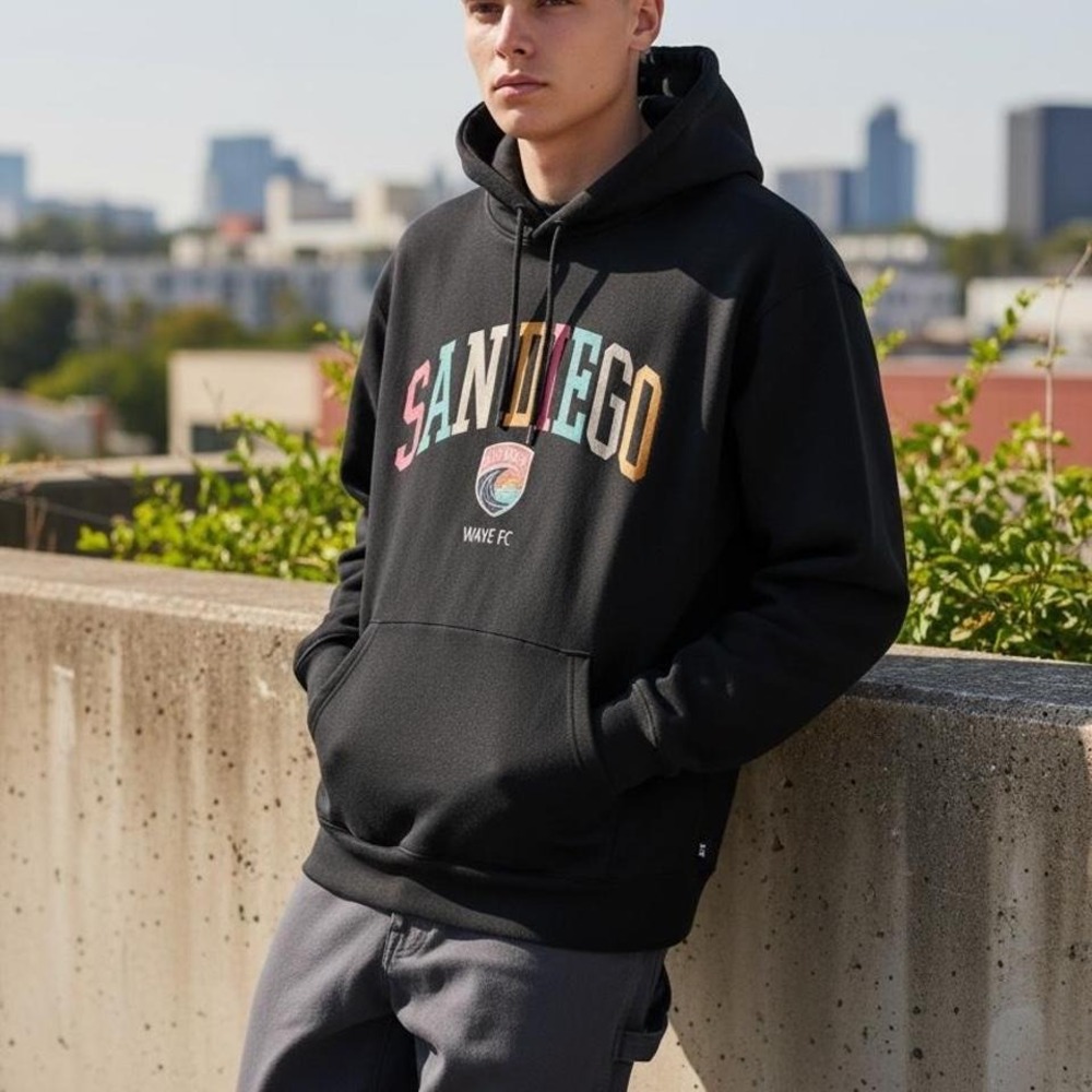 San Diego Wave FC Hoodie Mens Medium Black NWSL Soccer Pullover Sweatshirt New